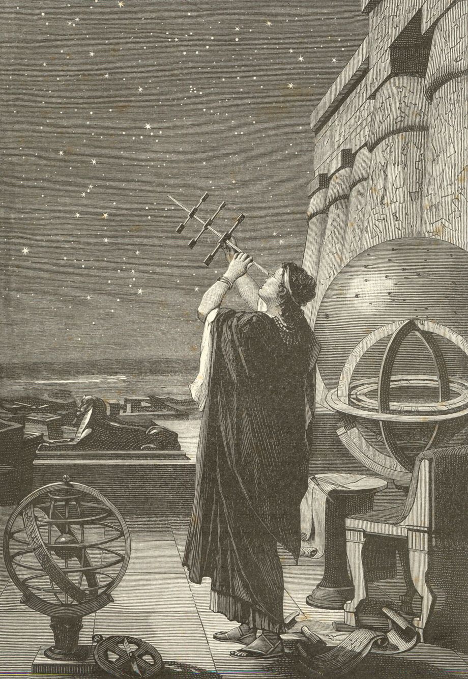 An ancient astronomer reading the heavens